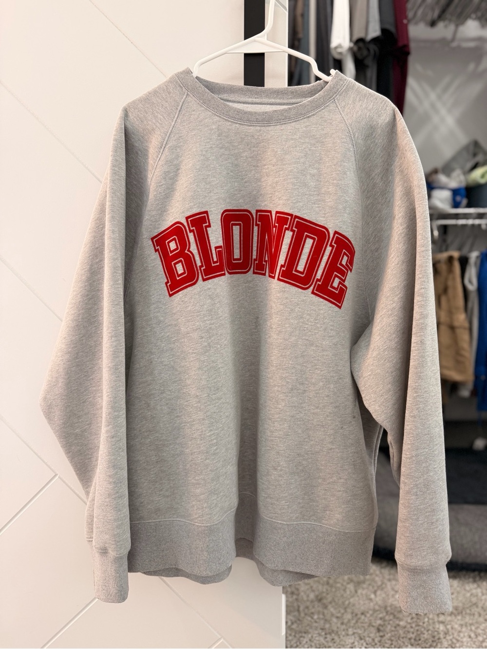 BTL - “Blonde” Grey Crewneck Sweatshirt with Red Lettering Medium/Large